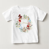 不思議の国の水彩花ピンクのアリス ベビーTシャツ (正面)