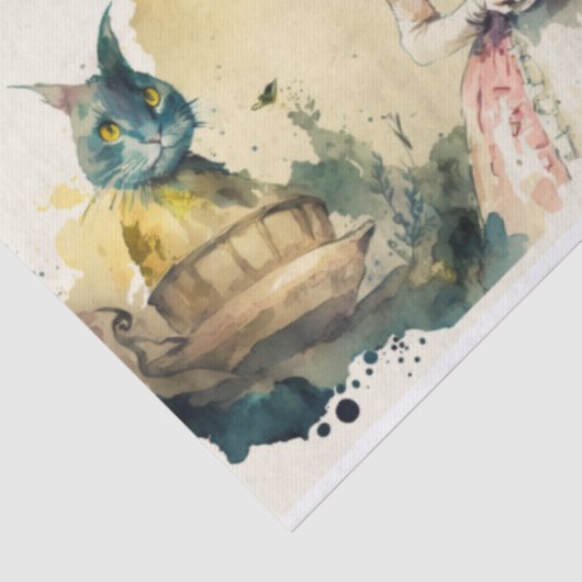 不思議の国の水色のウサギの分離のアリス 薄葉紙 (詳細)