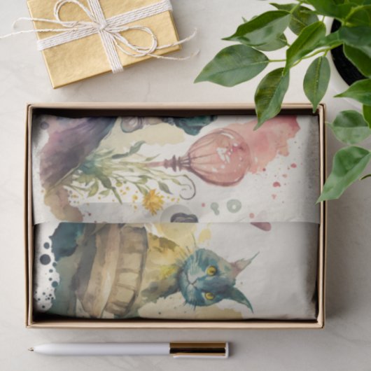 不思議の国の水色のウサギの分離のアリス 薄葉紙 (ギフト)