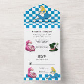 不思議の国の猫と帽子の赤ちゃんシャワーのアリス オールインワン招待状 (内側)