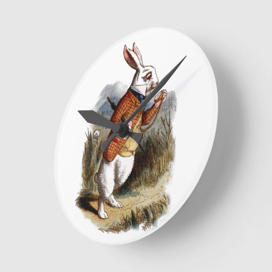 不思議の国の白いうさぎのパーソナライズウォールのアリス ラウンド壁時計 (傾斜)