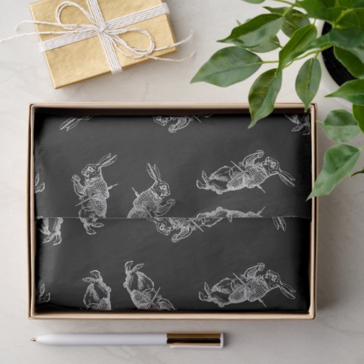 不思議の国の白いうさぎの絵柄の黒いアリス 薄葉紙 (ギフト)