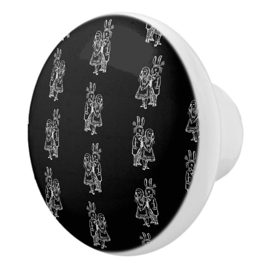 不思議の国の白いウサギおよびアリスパターンのアリス セラミックノブ (右)