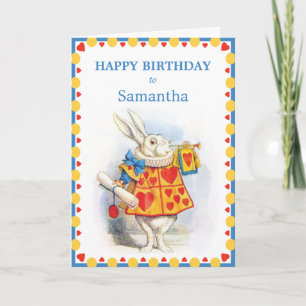 不思議の国の白いウサギのカスタムの誕生日のアリス カード