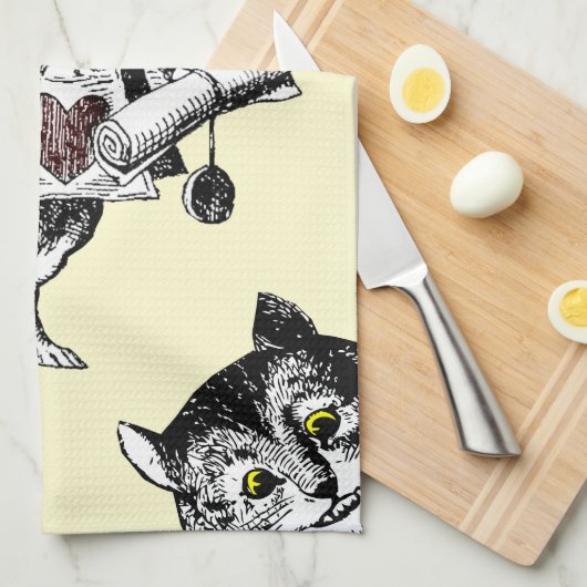 不思議の国の白いウサギのチェシャー猫のアリス キッチンタオル (四つ折り)