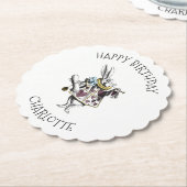 不思議の国の白いウサギのハッピーバースデーのアリス ペーパーコースター (アングル)