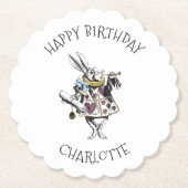 不思議の国の白いウサギのハッピーバースデーのアリス ペーパーコースター (正面)