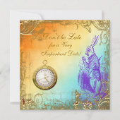 不思議の国の白いウサギのブライダルシャワーのお茶会 招待状 (正面)