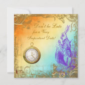 不思議の国の白いウサギのベビーシャワーのお茶会 招待状 (正面)