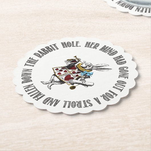 不思議の国の白いウサギの引用文 ペーパーコースター (アングル)