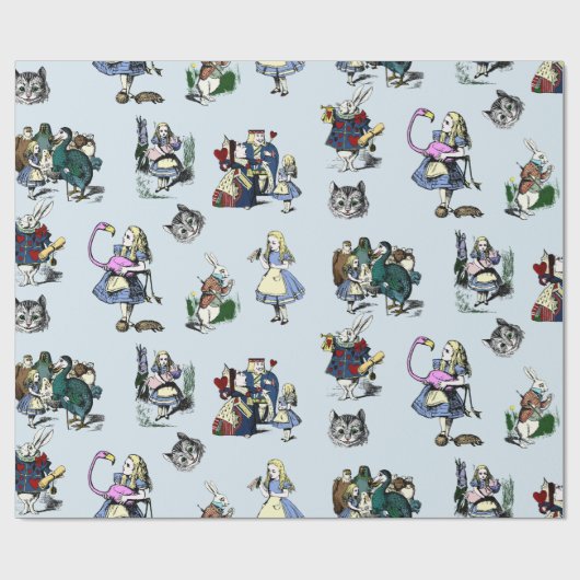 不思議の国の白いウサギ及び赤の女王猫のアリス ラッピングペーパー (フラット)