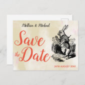 不思議の国の白うさぎのアリス、デートを救う ポストカード (正面/裏面)