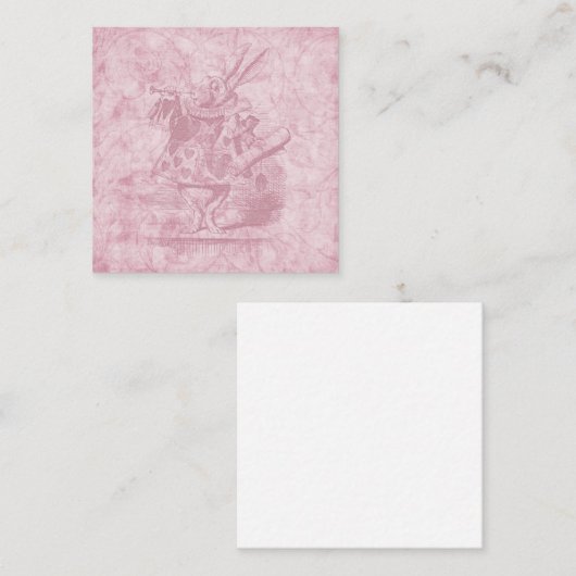 不思議の国の白うさぎピンクのフローラアート エンクロージャーカード (正面/裏面)
