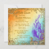 不思議の国の白ウサギ ベビーシャワーティーパーティー 招待状 (裏面)