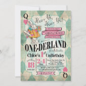 不思議の国の第1誕生日の招待状のアリス 招待状 (正面)