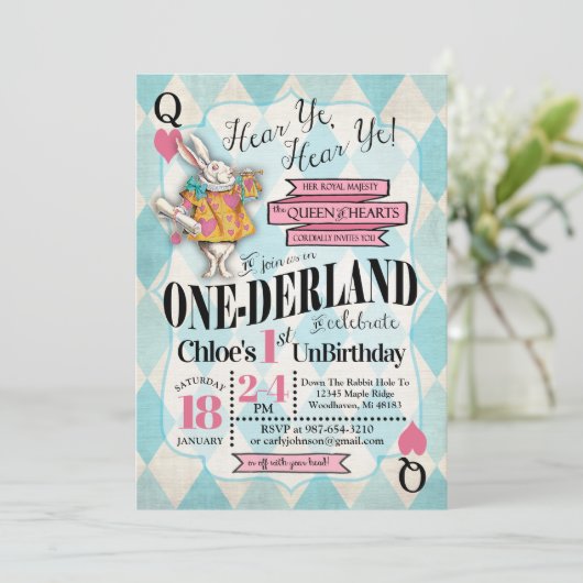 不思議の国の第1誕生日の招待状のアリス 招待状 (スタンド正面)