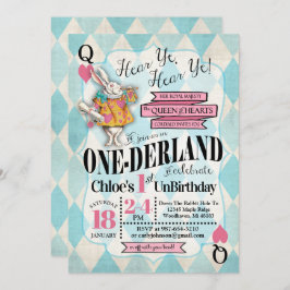 不思議の国の第1誕生日の招待状のアリス 招待状