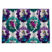 不思議の国の紫の緑の枠のアリス ラージペーパーバッグ (正面)