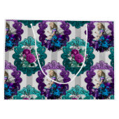 不思議の国の紫の緑の枠のアリス ラージペーパーバッグ (裏面)