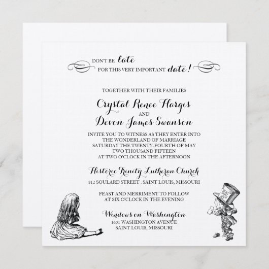 不思議の国の結婚式招待状のアリス 招待状 (正面/裏面)