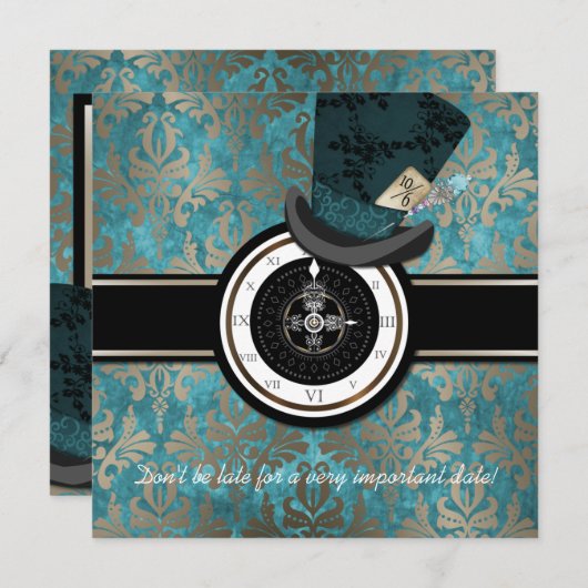 不思議の国の結婚式招待状の帽子屋アリス 招待状 (正面/裏面)