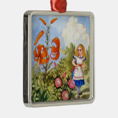 不思議の国の花を話すアリスの遭遇 メタルオーナメント (右)