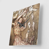 不思議の国の芸術のヴィンテージアーサーRackhamアリス スクエア壁時計 (傾斜)