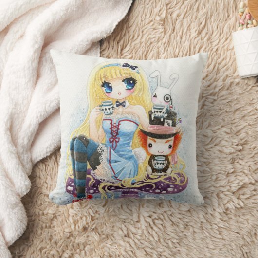 不思議の国の茶タイムのアリス クッション (ブランケット)