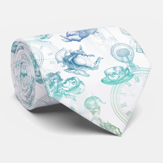 不思議の国の茶青緑のタイのアリス ネクタイ (ロール)