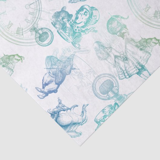 不思議の国の茶青緑のティッシュペーパーのアリス 薄葉紙 (詳細)