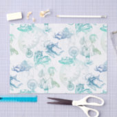 不思議の国の茶青緑のティッシュペーパーのアリス 薄葉紙 (クラフト)