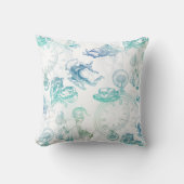 不思議の国の茶青緑の装飾用クッションのアリス クッション (正面)