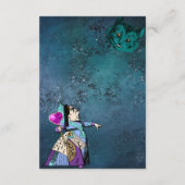 不思議の国の詳細のダークブルー結婚アリス エンクロージャーカード (裏面)