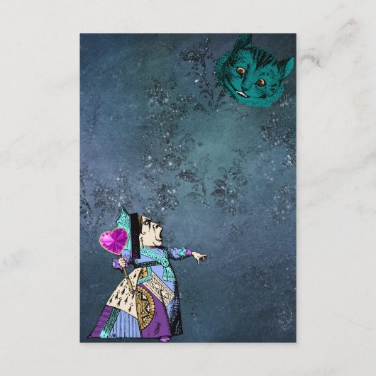 不思議の国の詳細のダークブルー結婚アリス エンクロージャーカード (裏面)