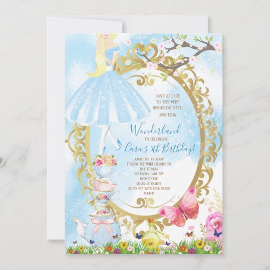 不思議の国の誕生会のアリス 招待状 (正面)
