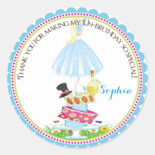 不思議の国の誕生日のステッカーのアリス ラウンドシール