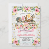 不思議の国の誕生日の招待フローラ 招待状 (正面)