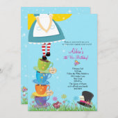 不思議の国の誕生日の招待状のアリス 招待状 (正面/裏面)