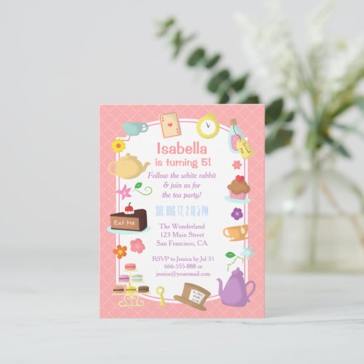 不思議の国の誕生日の茶パーティの招待状のアリス 招待状 (スタンド正面)
