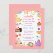 不思議の国の誕生日の茶パーティの招待状のアリス 招待状 (正面/裏面)