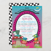 不思議の国の誕生日の茶パーティの招待状のアリス 招待状 (正面/裏面)