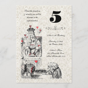 不思議の国の赤いハートのお茶会の誕生日のアリス 招待状