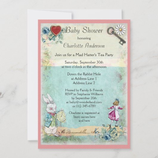 不思議の国の赤ちゃんがアリスに遅れない 招待状 (裏面)