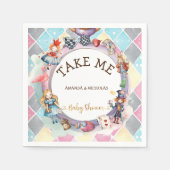 不思議の国の赤ちゃんシャワーのアリス スタンダードカクテルナプキン (正面)