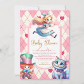 不思議の国の赤ちゃんシャワーのアリス 招待状 (正面)