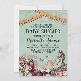 不思議の国の赤ちゃんシャワーのアリス 招待状