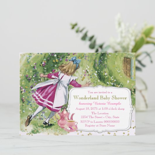 不思議の国の赤ちゃんシャワーのアリス 招待状 (スタンド正面)