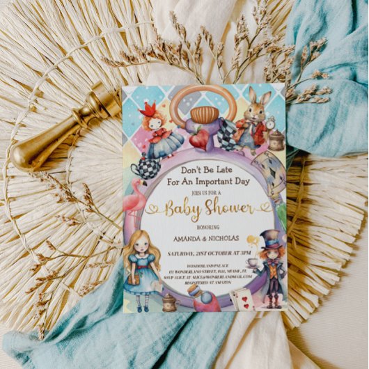 不思議の国の赤ちゃんシャワーのアリス 招待状