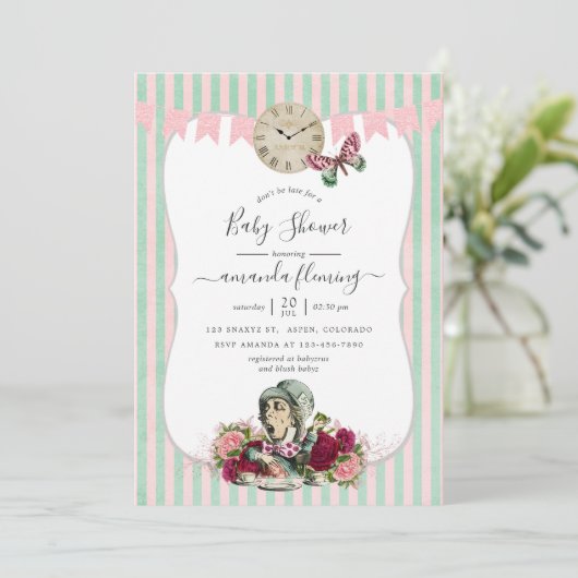 不思議の国の赤ちゃんシャワーのアリス 招待状 (スタンド正面)