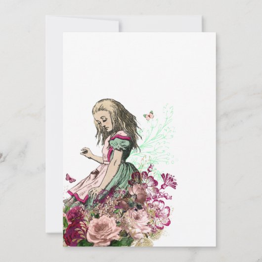 不思議の国の赤ちゃんシャワーのアリス 招待状 (裏面)